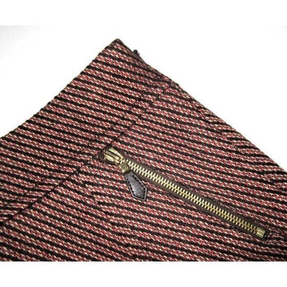 NWT Ann Taylor Petites Brown & Rust Diagonal Striped Zip Pocket Pencil Skirt 0P - Picture 2 of 4